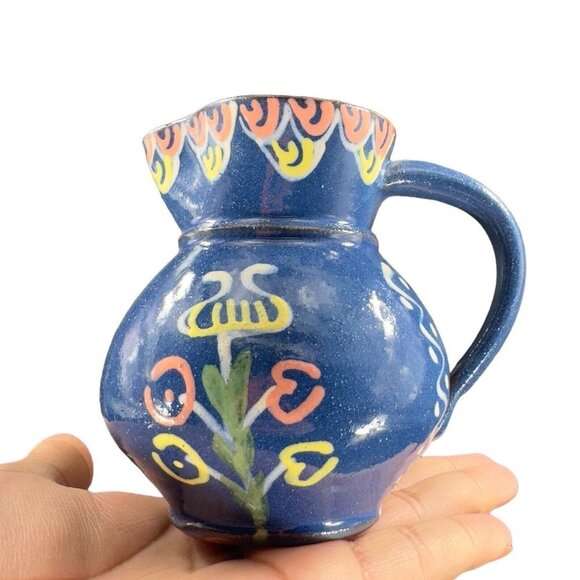 Vintage USA Folk Art RedWare Pottery Pitcher Creamer Hand Made Artist Marked VTG - Picture 4 of 14